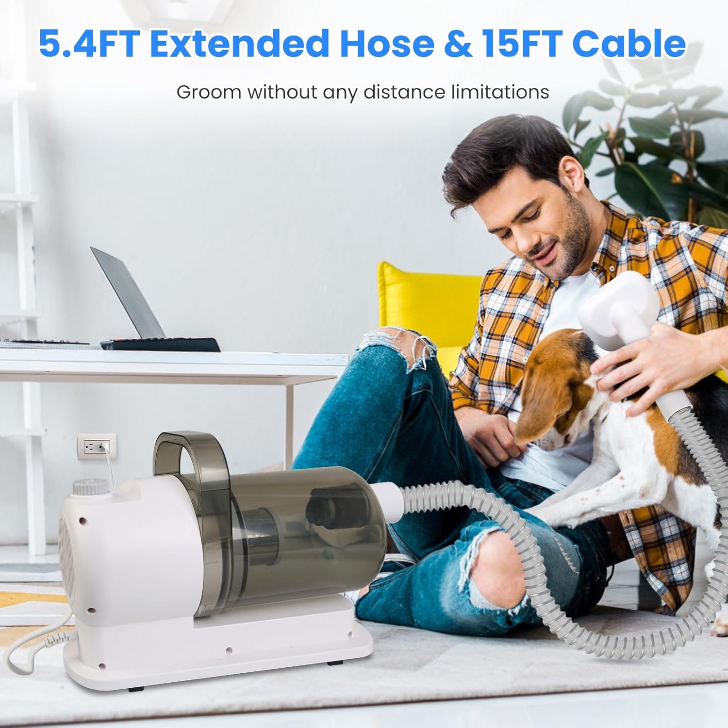 Moclever 7-in-1 Dog Grooming Vacuum Kit with 2.5L Dust Cup, 10000PA Suction, Low Noise, Hair Remover for Pet Shedding - Dog & Cat Grooming Supplies, Professional Pet Clipper & Shears