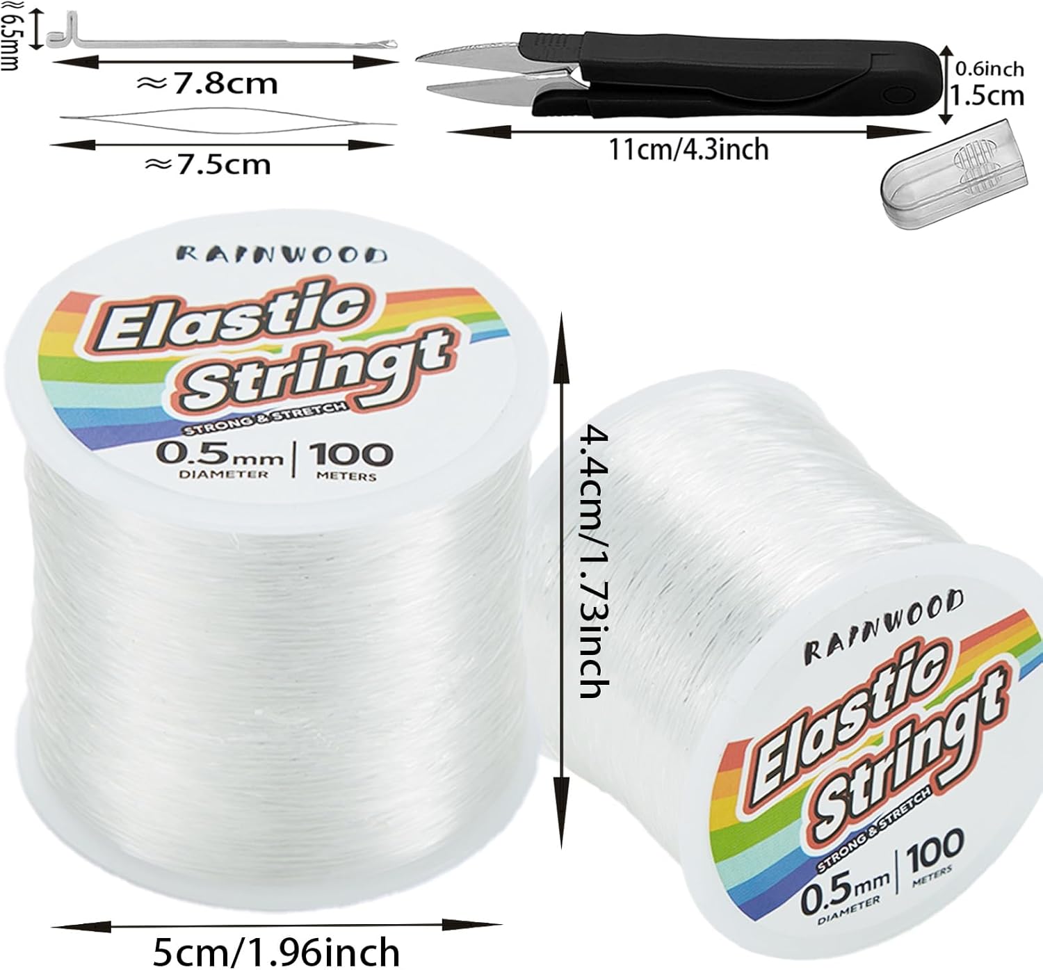Elastic Bracelet String Cord Kit: 2 Rolls of 200m (0.5mm) Clear Beaded Stretch Cord with Tools - Perfect for Bracelet Making and DIY Jewelry Projects! - Image 6