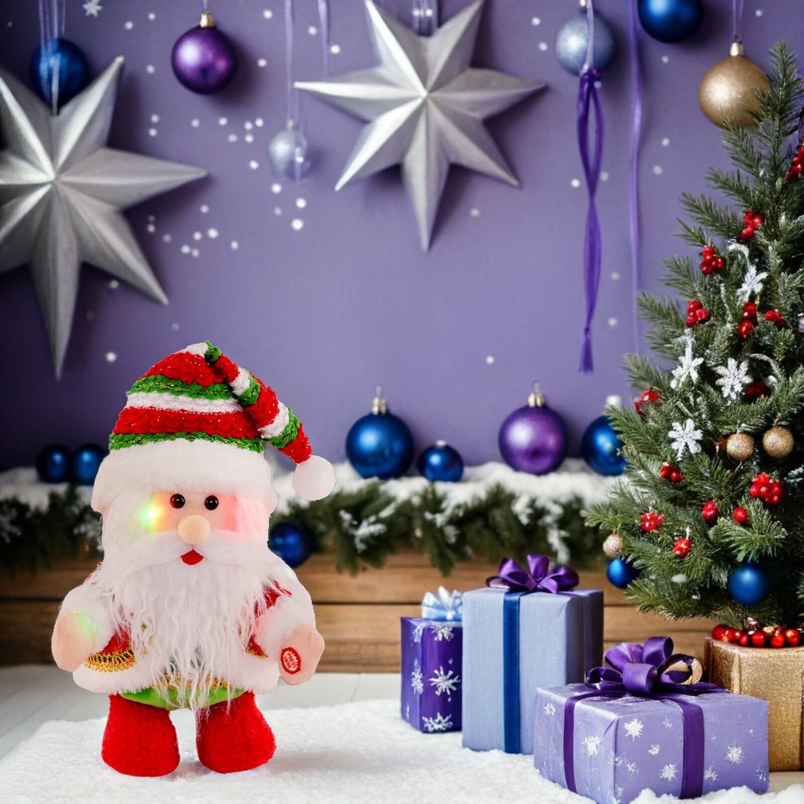 Homoyoyo Statuina Musicale di Babbo Natale Movimento Giocattolo Natalizio Decorativo Figura Musicale per Feste Invernali Calze della Befana Artigianali Bomboniere per Decorazioni di Natale