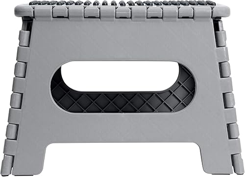 Miniatura 15 de Simplify Taburete plegable antideslizante de 9 pulgadas | Plegable | Capacidad de 200 libras | Duradero | Portátil | Cocina | Baño | Garaje | Blanco