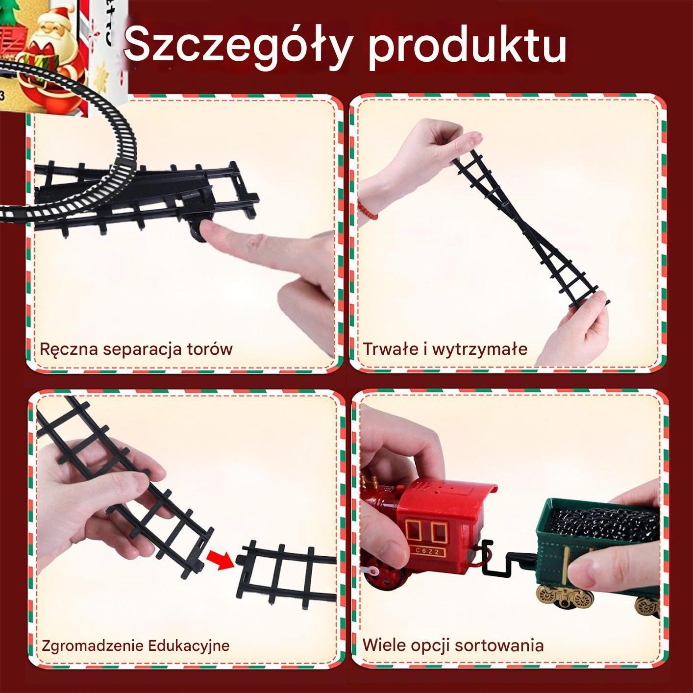 Pociąg Świąteczny Zabawka Torowa do Interakcji Rodzic-Dziecko | Świąteczny Elektryczny Mały Zestaw Kolejki Dla Interakcji między Rodzicem a Dzieckiem, Urodziny, Maluch, Impreza