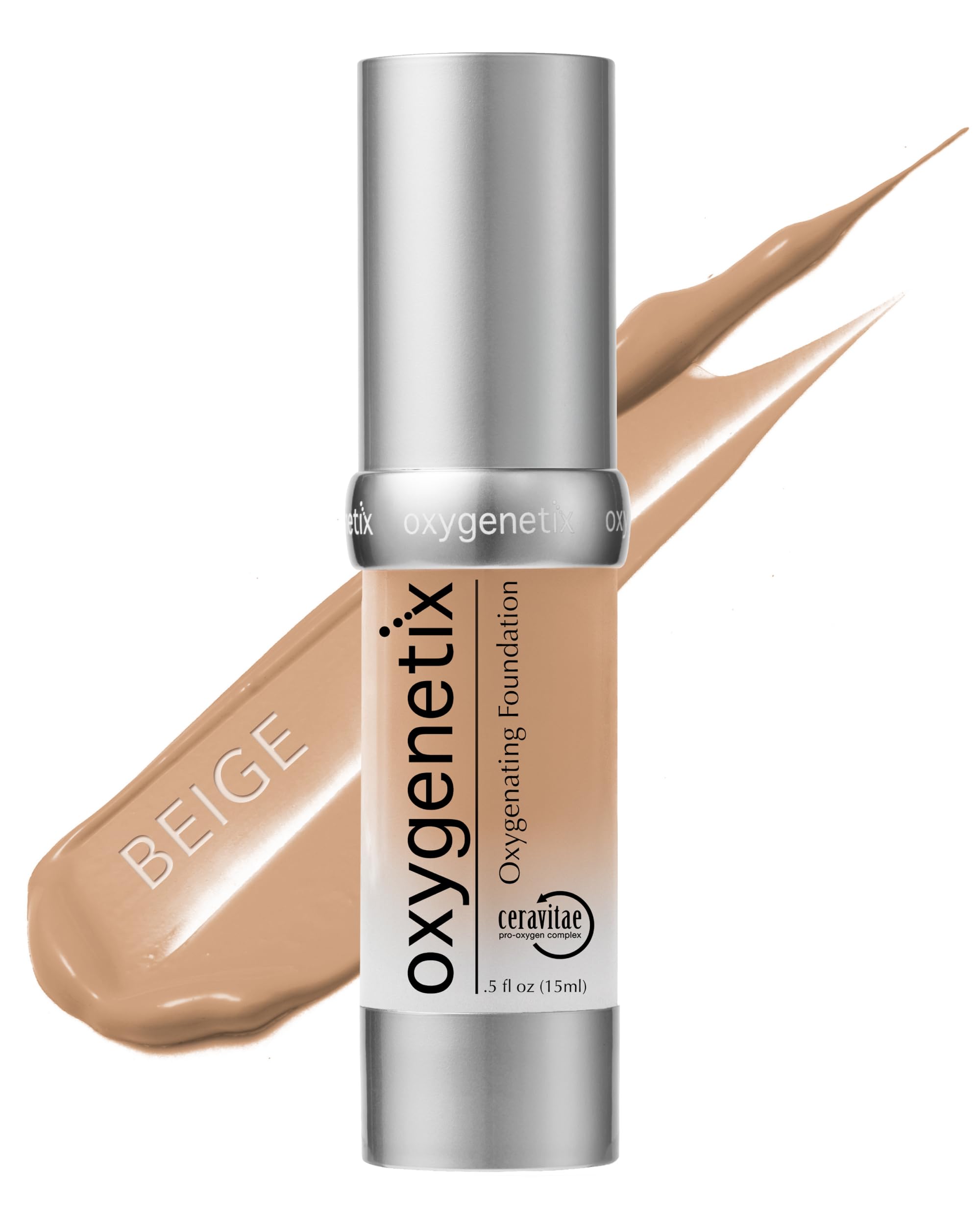 Oxygenetix Oxygenating Foundation – Beige | Breathable Makeup for Face | Buildable Coverage with Weightless Feel | Longwear Foundation for Women |