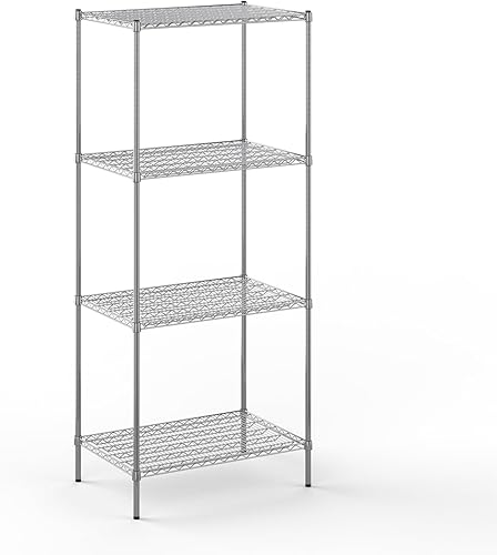 Miniatura 496 de Kit de estantería de alambre cromado de 4 niveles de 24 pulgadas de profundidad x 24 pulgadas de ancho x 64 pulgadas de alto Unidad de estante