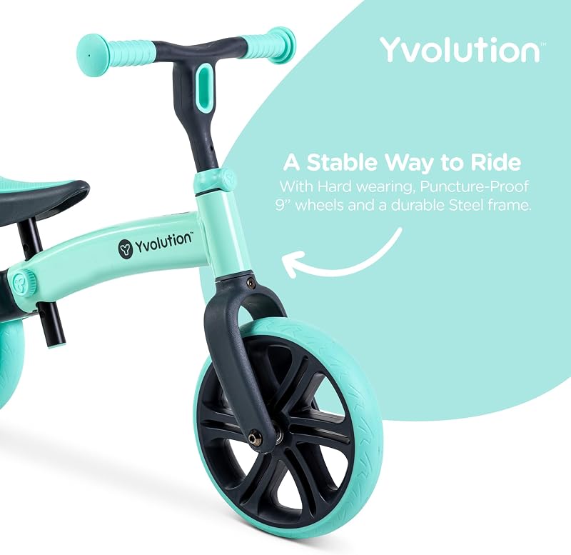 Yvolution Y Velo Junior 9 colos pedál nélküli futóbicikli 18 hónaptól 4 éves korig zöld gyermekeknek