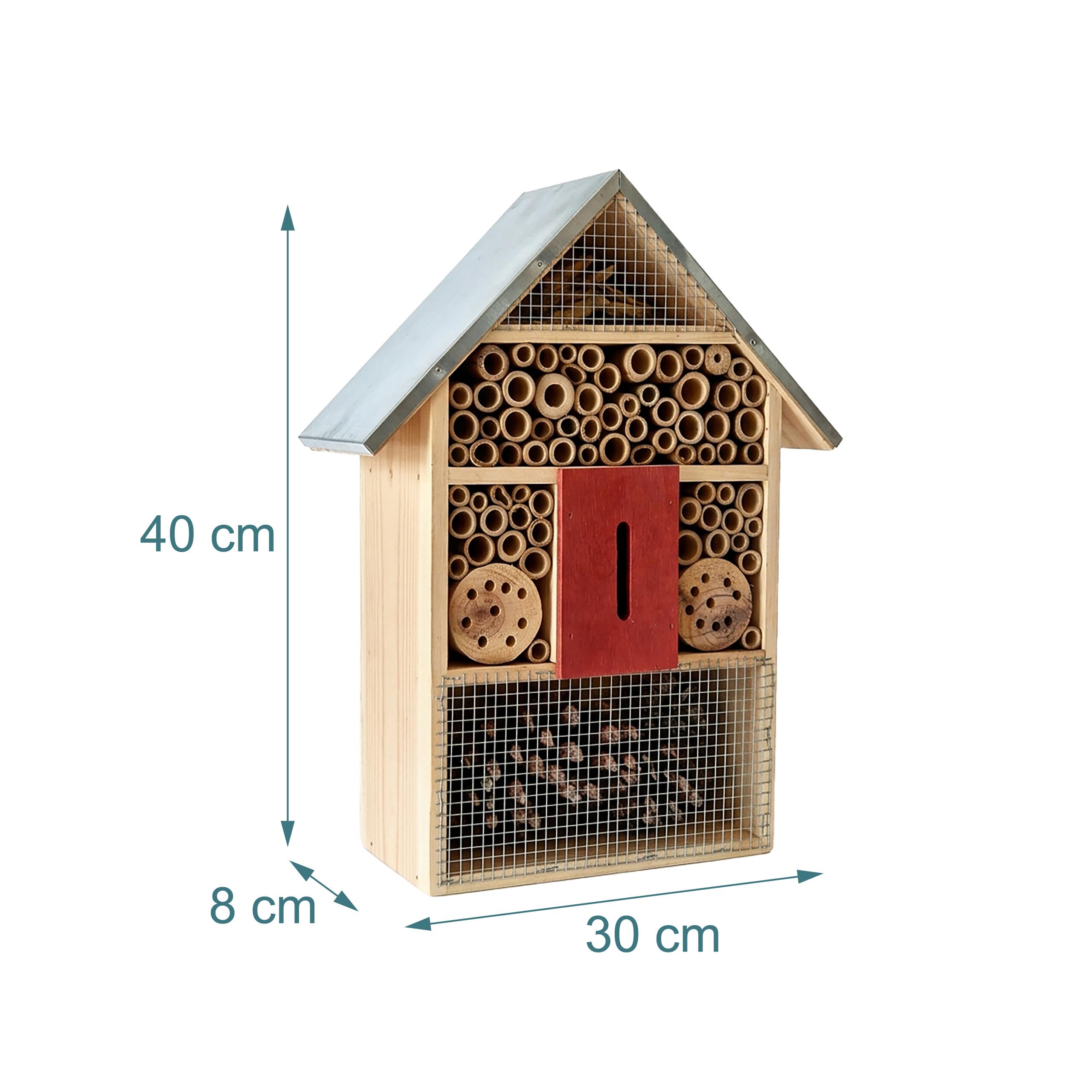 Relaxdays Casa per Insetti in Legno con Tetto zincato, da Appendere, Naturale e Argento, 40x30x8 cm