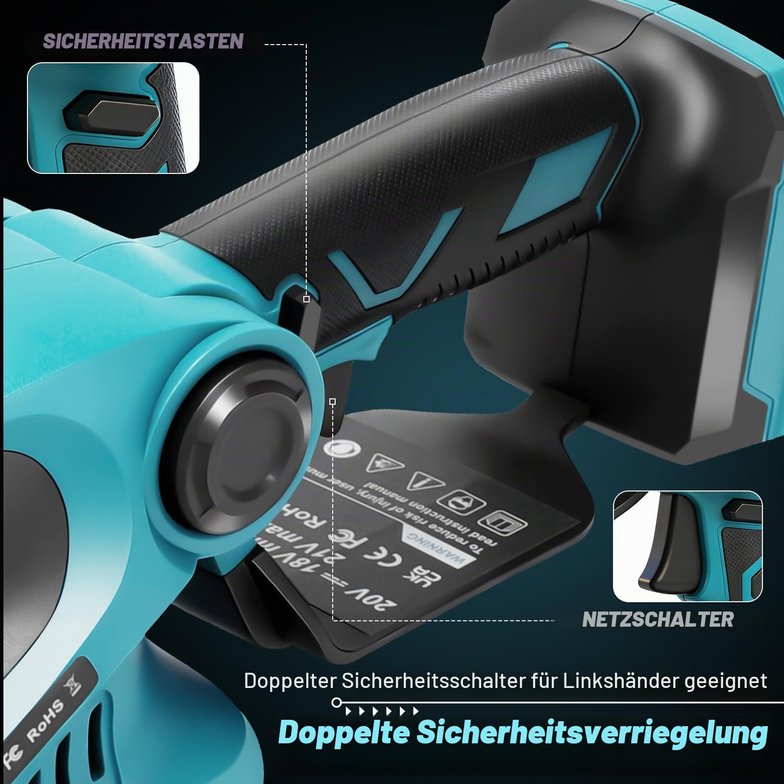 Akku Heckenschere Teleskop 3 IN 1 kompatibel mit Makita 18V (ohne Akkus