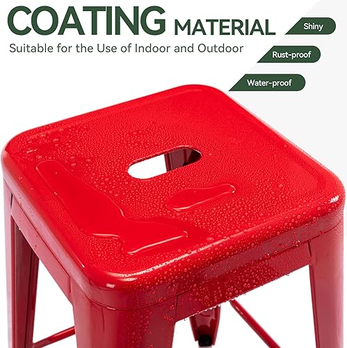 Miniatura 4 de Taburete Vogue Furniture Direct de 24 pulgadas, taburete de metal sin respaldo, taburete alto para encimera de interior o exterior con asiento