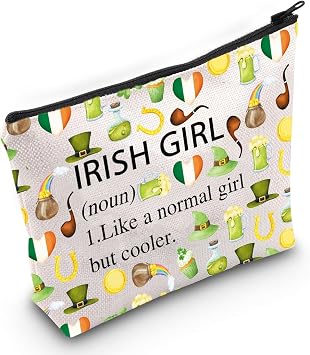 Gzrlyf Ireland Travel Gift Ireland Makeup Bag Ireland Trip Gift Ireland Merch Ireland Lover Gift Irish Girl Cosmetic Travel Bag IRISH GIRL noun