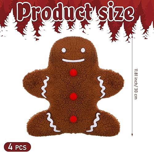Miniatura 2 de 4 cojines de Navidad para fiestas de invierno, decoración para sofá, sofá, hombre de jengibre, almohada de Navidad rellena para fiestas al aire
