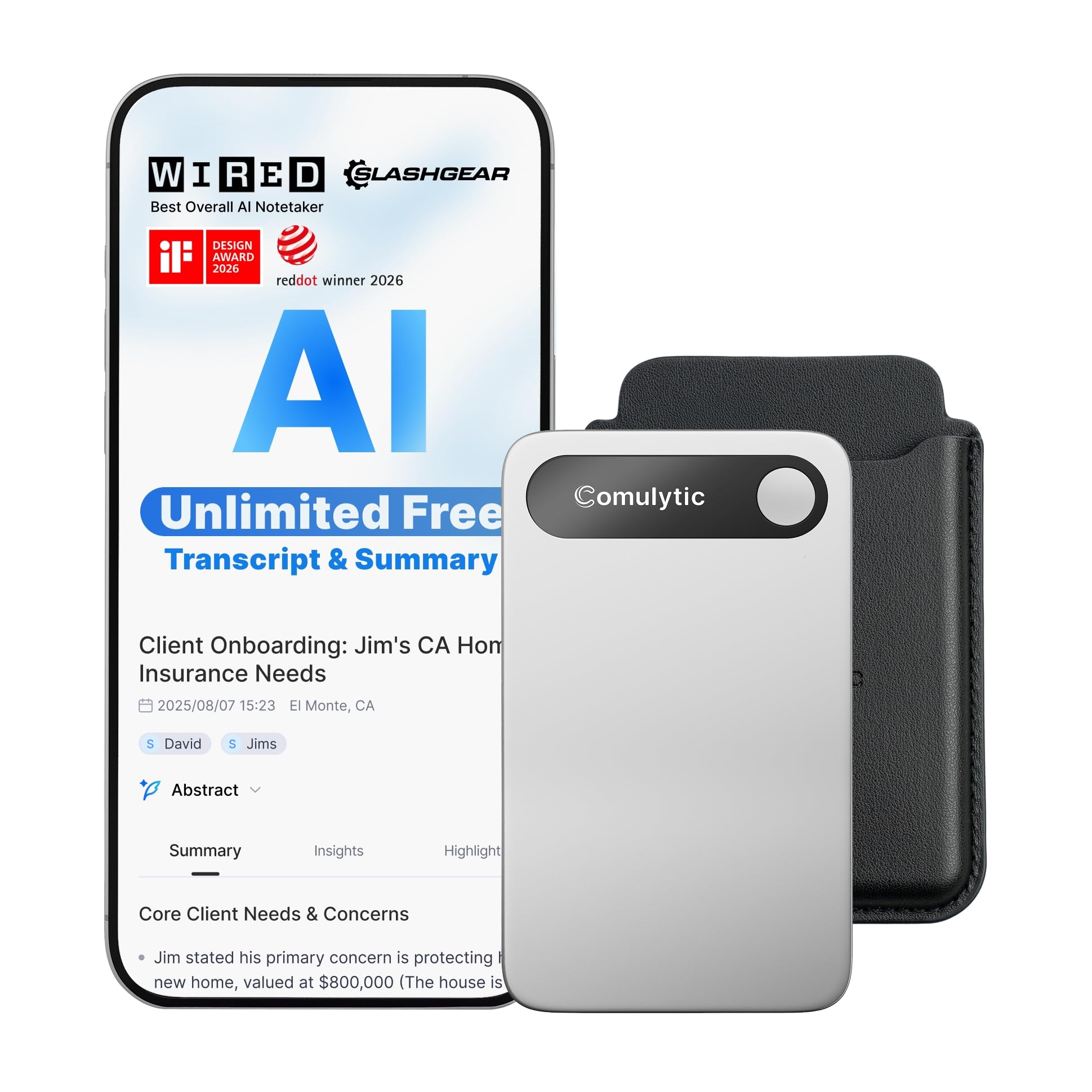 Comulytic Note Pro AI Voice Recorder, AI Note Taker Device for Meetings | Transcription &…