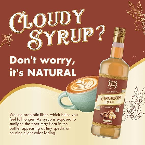 ChocZero Sugar Free Coffee Syrup, Sweet Cinnamon Flavour, Easy Syrup Drink Mix, Sugar Latte 25.4 ml (Pack of D)
