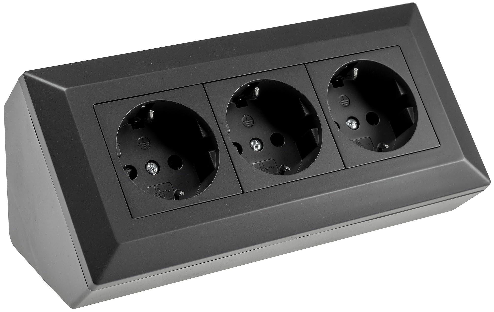 DELPHI 3-Way Socket Block, Colour Black, 250V/16A, 3600W, Surface Mounted