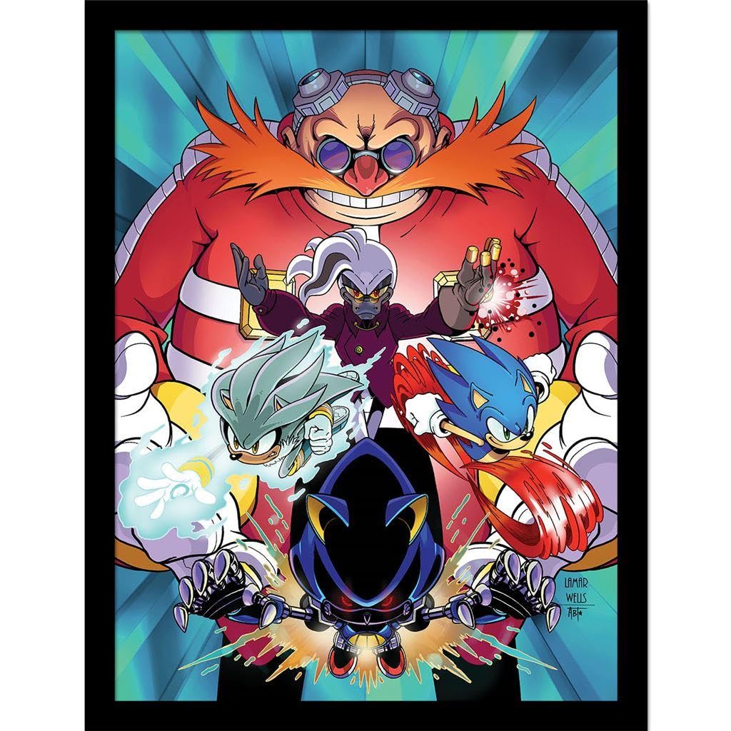 Sonic The Hedgehog Multicoloured Issue 14 Cover Framed Poster (40Cm X 30Cm) (Multicoloured)