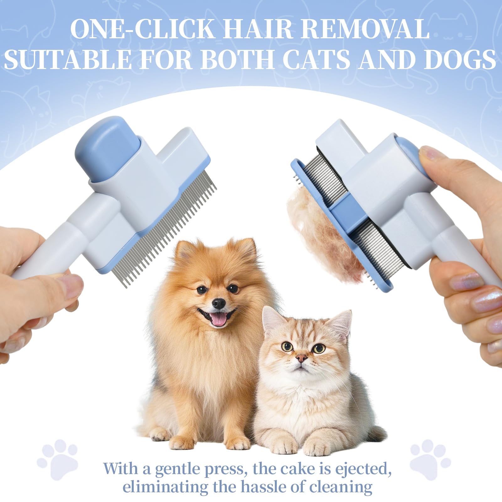 1mm Dents Rondes Brosse pour Chat et Chien, Brosse Poil Long et Court, Peigne Anti Puces pour Mascota, Peigne Chat et Chien Auto-Nettoyante, Élimine Poils Et Saletés, Doux pour La Peau