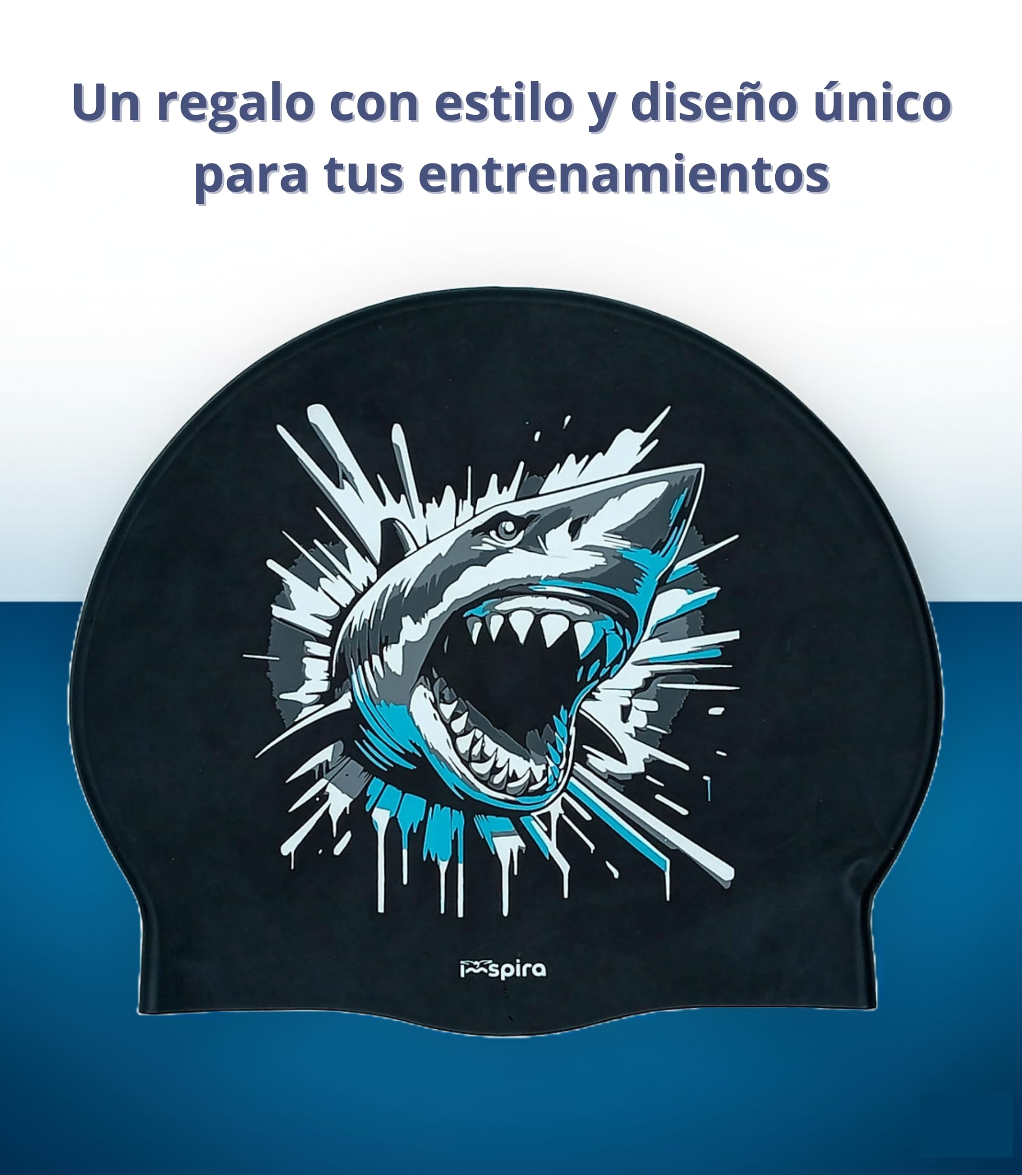 gorro natacion silicona adulto nino THE SHARK tiburon gorro piscina hombre divertido gorra natacion mujer original entrenamiento intensivo deporte acuatico aguas abiertas aquagym master clubes