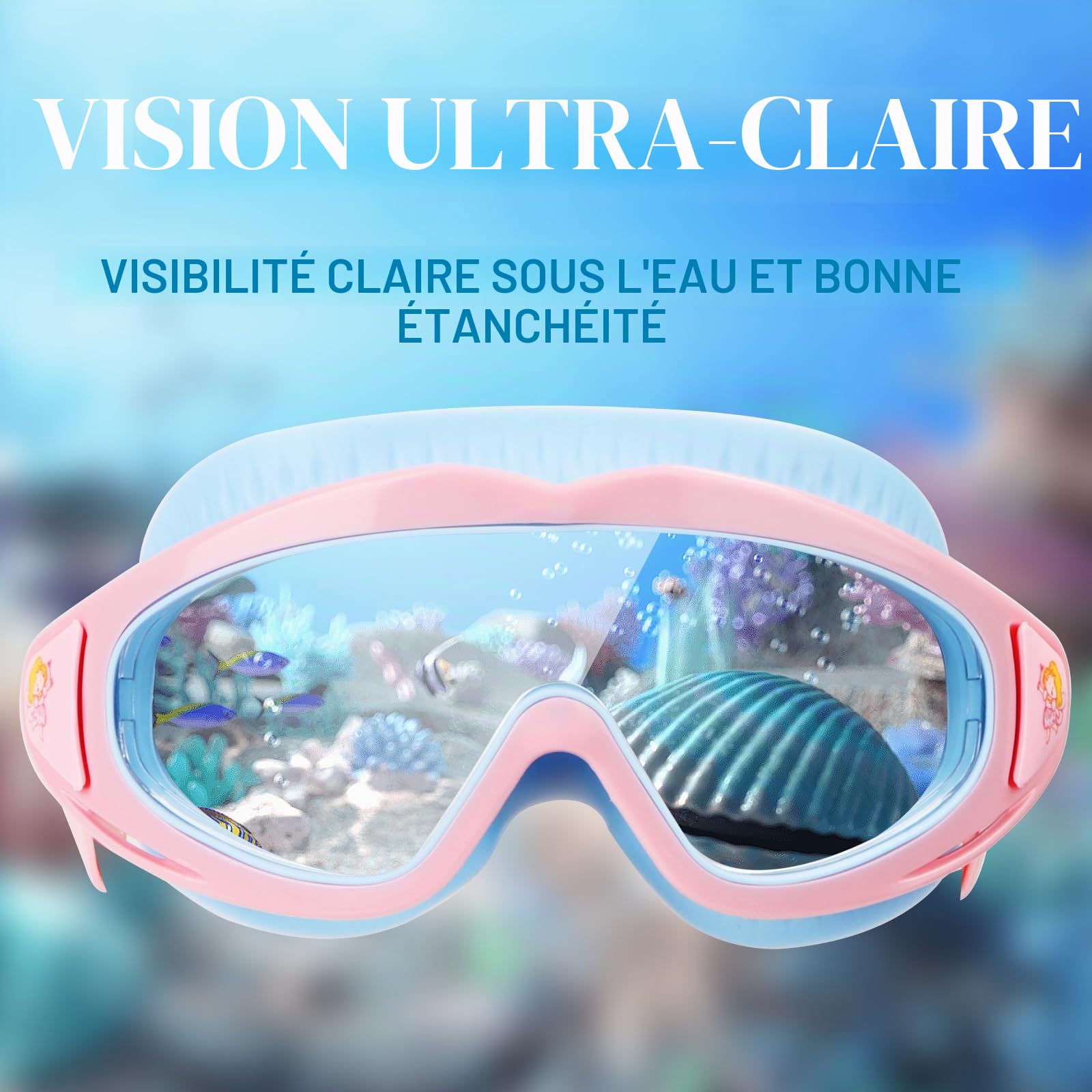 Lunettes de natation pour enfants de 3 à 15 ans, anti-buée, étanches, masque de plongée panoramique à 180°, anti-fuite, masque de plongée pour garçons et filles