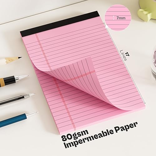 Miniatura 4 de Paquete de 6 blocs de notas legales de 5 x 8 pulgadas, bloc de notas con rayas universitarias, bloc de notas pequeñas perforadas de 80 GSM, 30