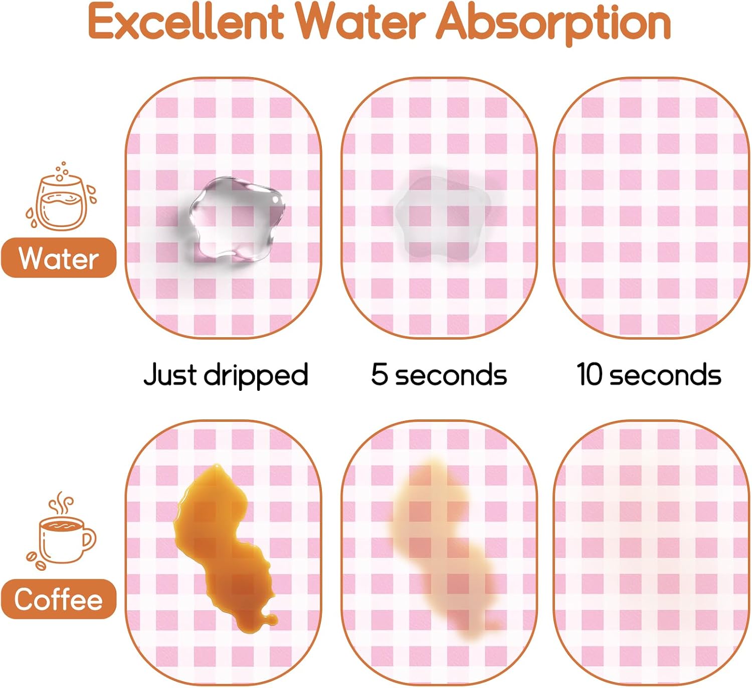 Scalloped Dish Drying Mat, Absorbent Gingham Mat, Pink, 24" x 16" image 2