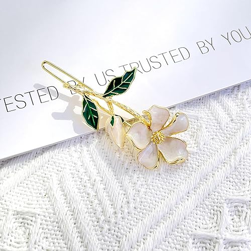 Miniatura 3 de 6 horquillas para el pelo de flores de hada, pinzas para el pelo de flores de Gardenia, de metal dorado, elegantes clips laterales decorativos para