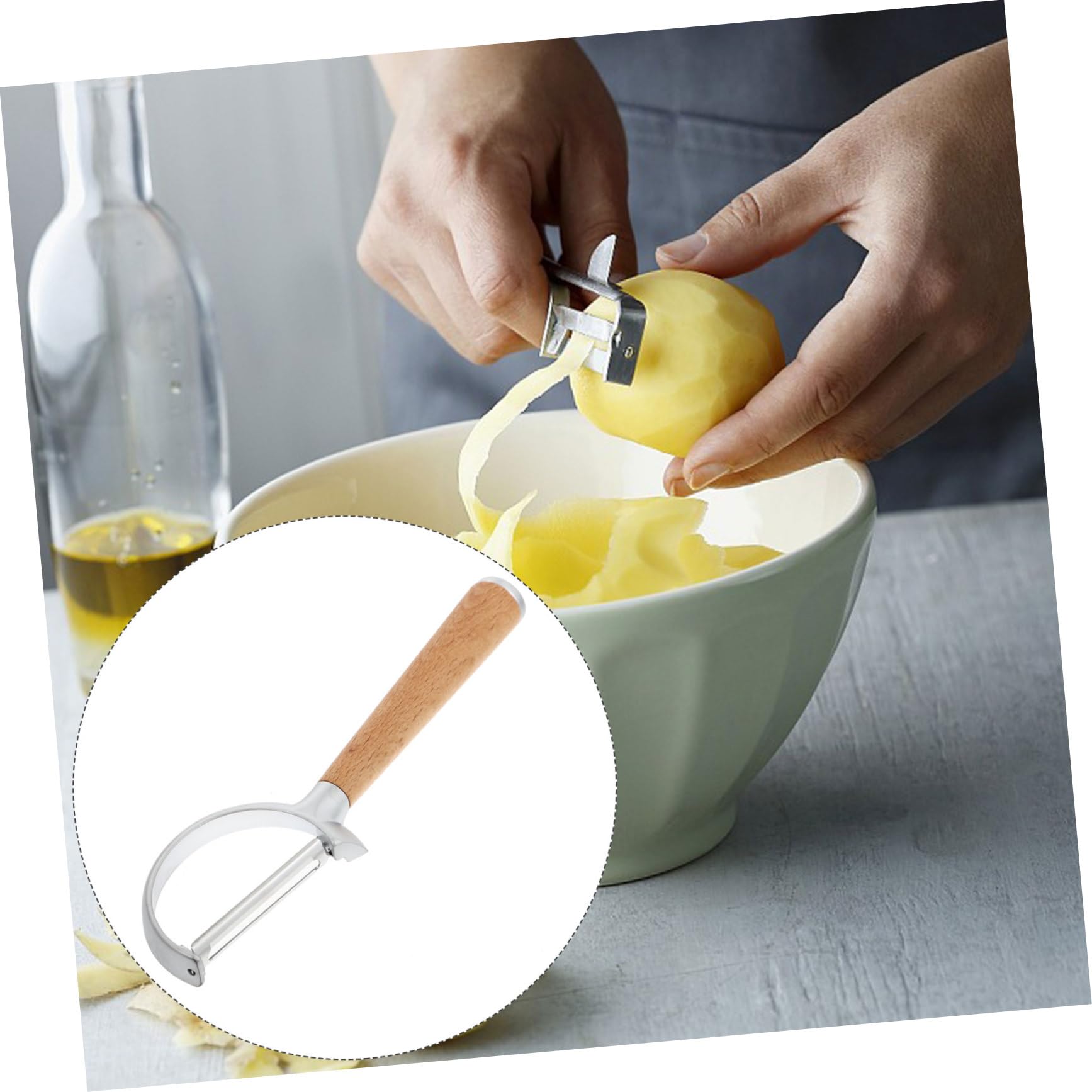 3piezas Pelador De Frutas y Verduras De Mango De Madera Pelador De Patatas Zanahorias y Pepinos Herramienta De Cocina Ergonómica y Práctica Para Uso Doméstico y Profesional