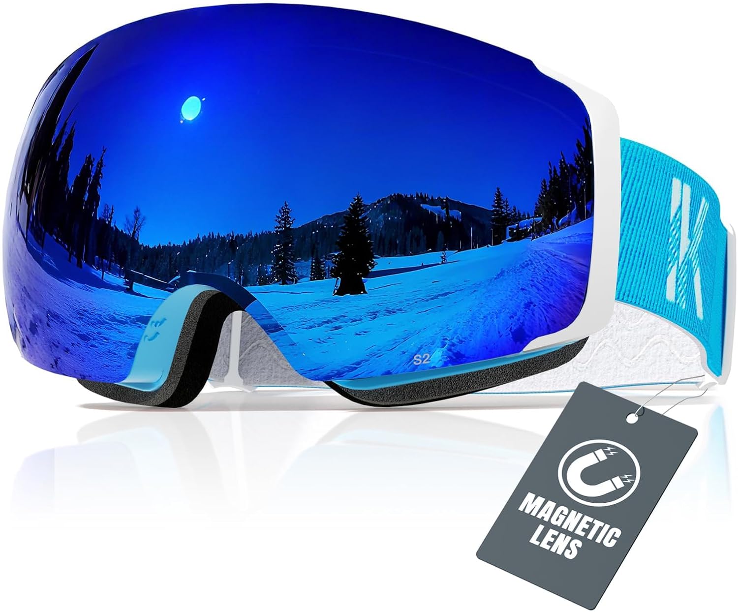 Innerking Interchangeable Ski Goggles, Magnetic Lens Snow Goggles, OTG Anti Fog Snowboard Goggles for Women Men Adult Youth