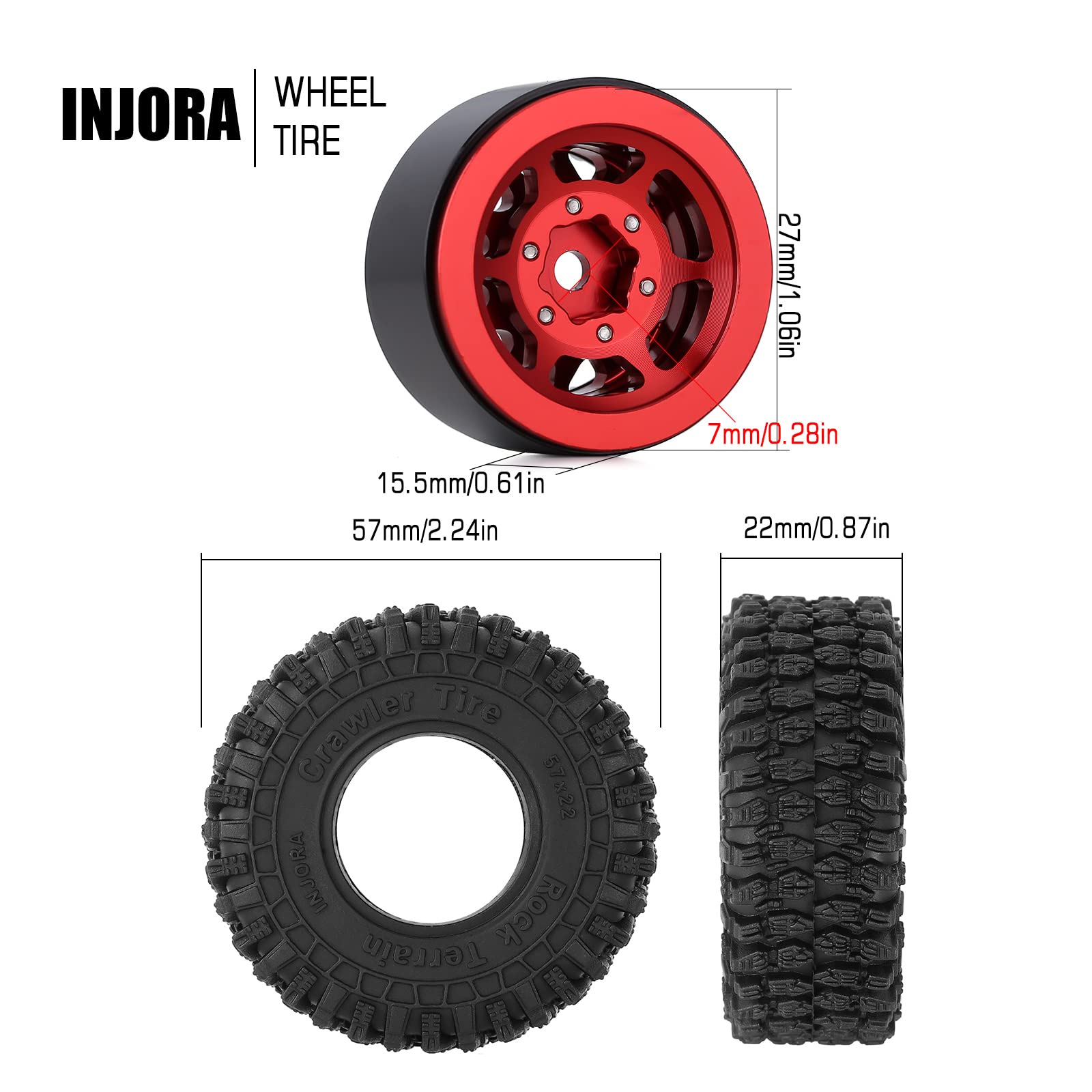 Amazon.co.jp: INJORA 1.0 ビードロックホイール S5 スーパーソフト