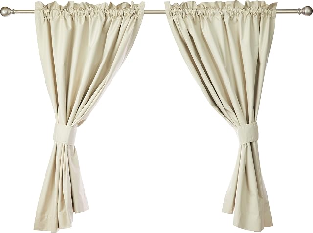 Amazon Basics heat-insulating blackout curtain, 2 pieces, 117 x 137 cm (WxL), beige