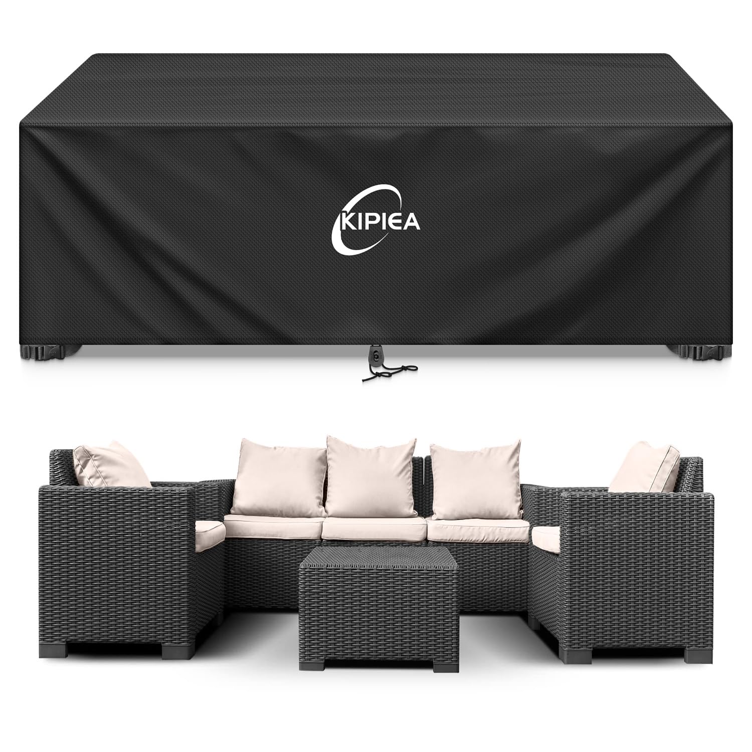 Kipiea Patio Furniture Covers Waterproof Winter, Heavy-Duty 420D Outdoor Patio Table Set Covers, Rectangular Outdoor Sectional Couch Covers (78" L x 58" W x 28" H) — view 22