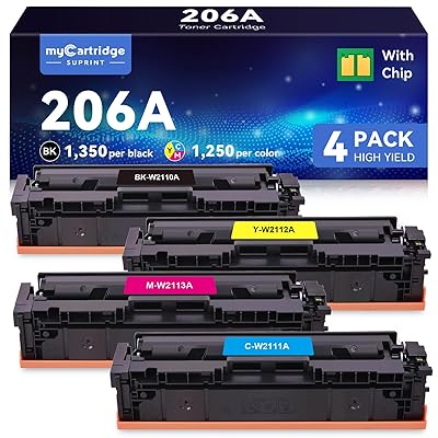 Compatible 206A Toner Cartridges 4 Pack for HP 206A 206X Replacement Toner Cartridge Set for HP Color LaserJet Pro M283fdw M283cdw M282nw M283fdn M255dw M255nw