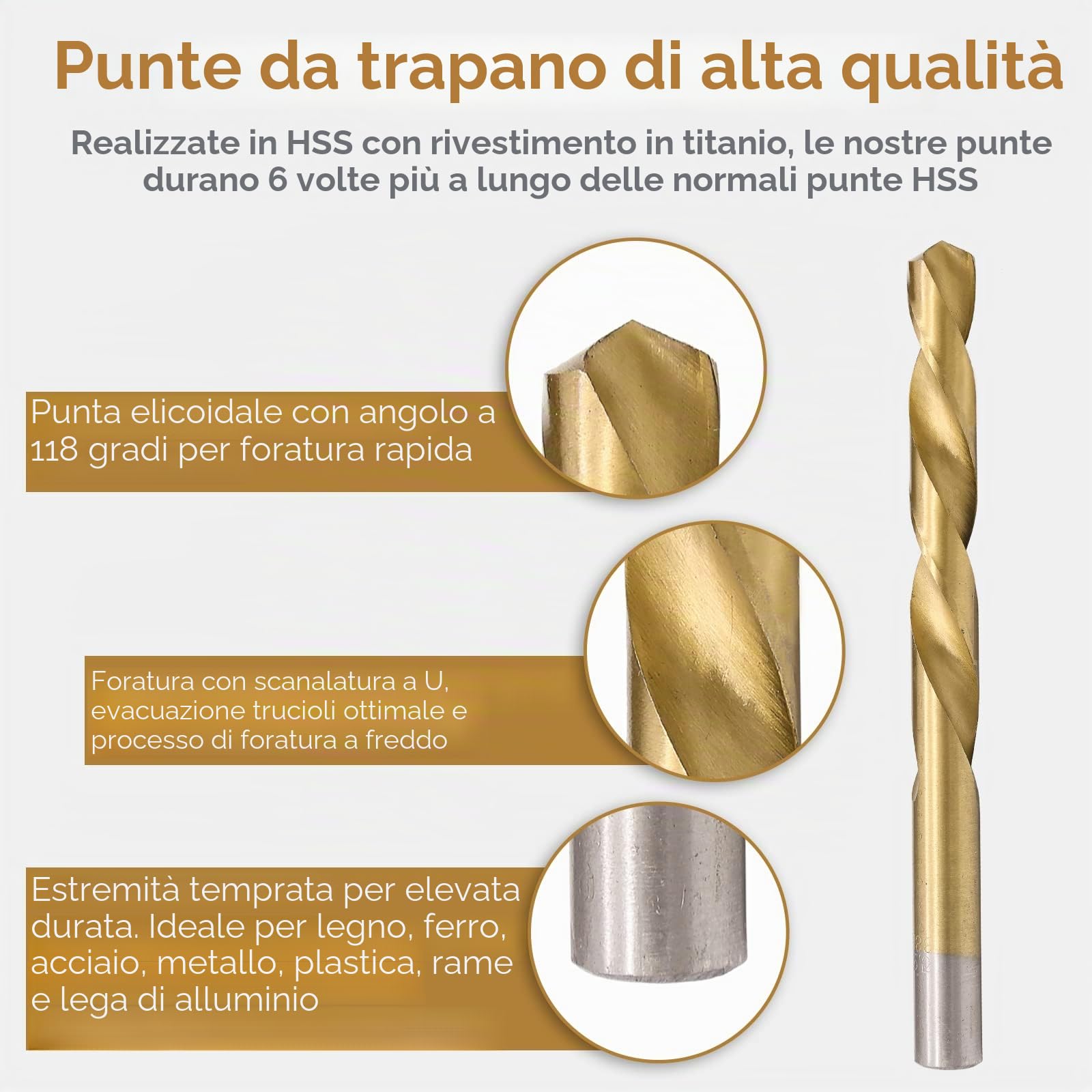 Set di punte per trapano Tubiaz 230 pezzi, punte in metallo da 1-13 mm, punte elicoidali rivestite in titanio, DIN338, punte per acciaio HSS, punte per legno, scatola di punte per trapano