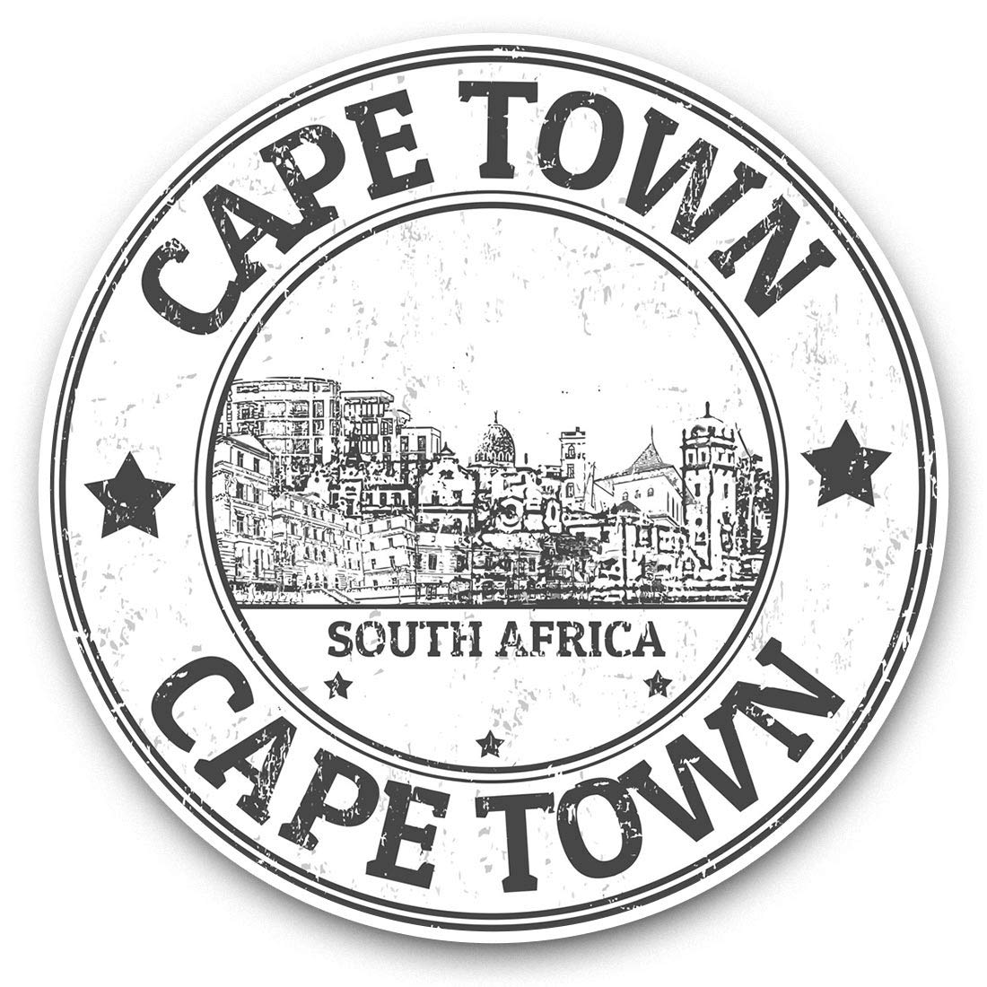 Destination Vinyl Ltd Bw Cape Town South Africa 39865 Vinyl Stickers (Set Of 2) 7.5Cm (Bw) - Cape Town South Africa Laptop Tablet Luggage Scrapbook #39865