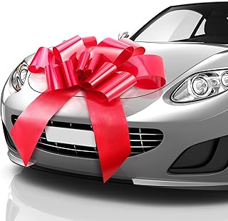 MIFFLIN Thicker & Sturdier Big Car Bow (Red, 30 inch) Butterfly Shape Gift Bow, Giant Bow for Car, Birthday Bow, Huge Car Bow, Car Bows, Big Red Bow, Bow for Gifts, Christmas Bow for Cars