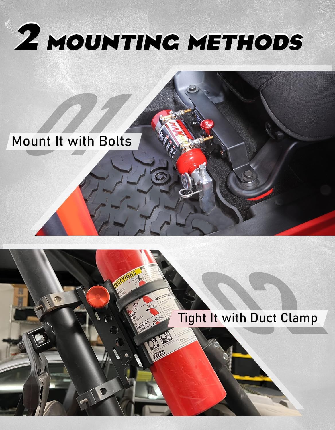 UTV Fire Extinguisher Mount Kit,Adjustable Aluminum Alloy Quick Release Fire Extinguisher Mounts for 1'' to 2'' Roll Bar Compatible with ATV UTV Polaris RZR SXS Ranger Camper Jeep Can-Am