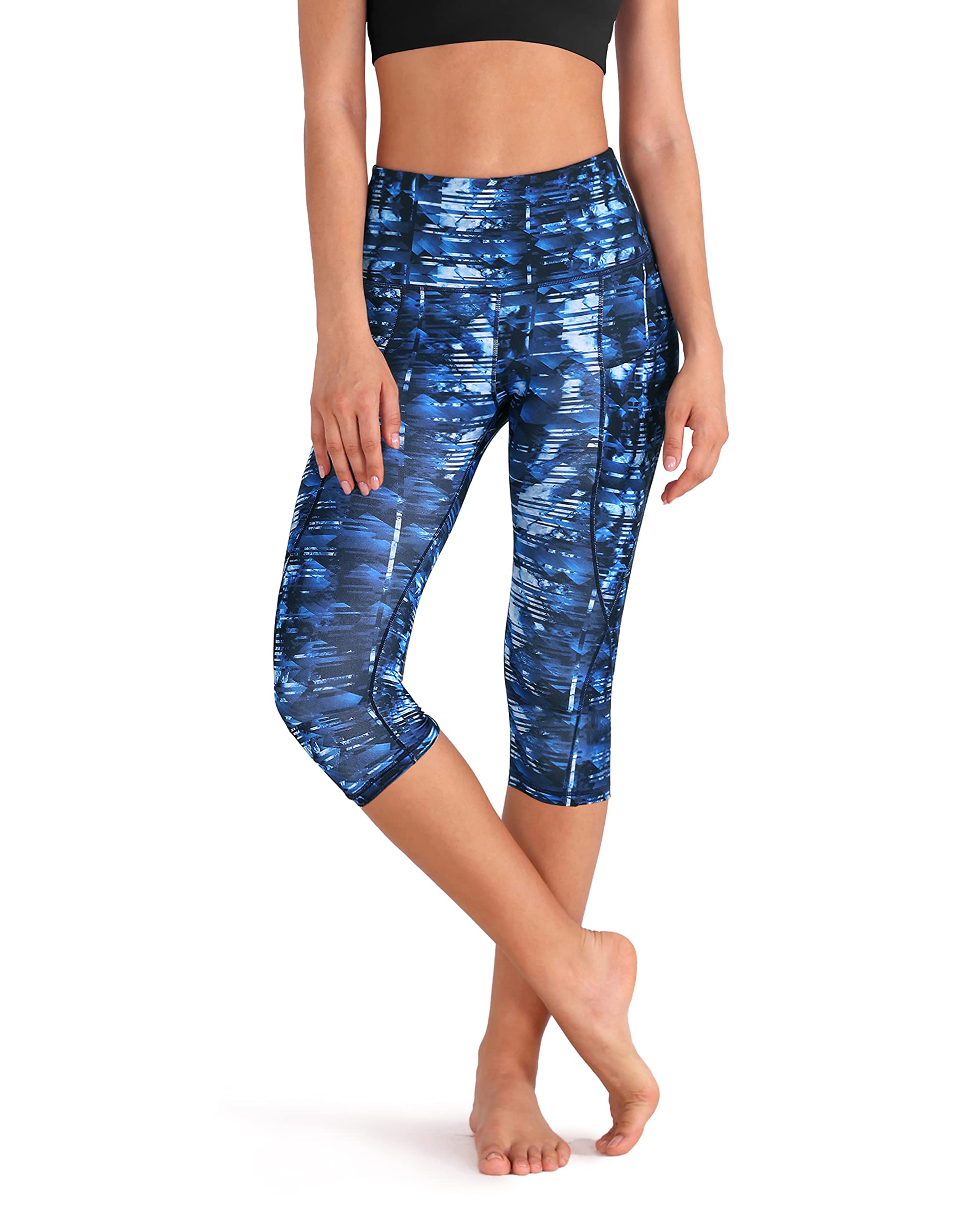 ODODOS Womens High Waisted Yoga Capris with Pockets Tummy Control Non See Through Workout Athletic Running Capri Leggings