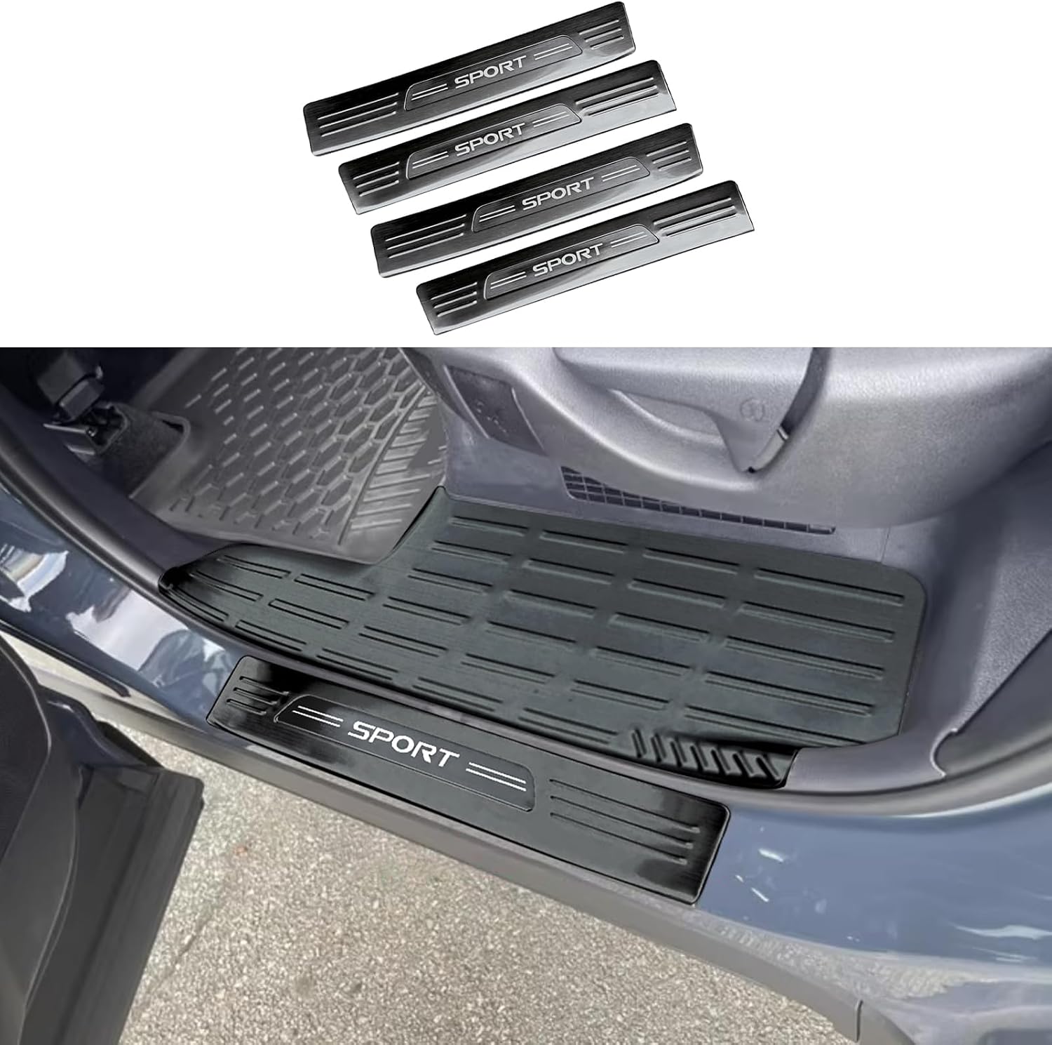 Car Accessories Fit for Toyota New Grand Highlander 2024 2025 /Lexus TX TX350/500h/550h+ 2024 2025 Outside Door Sill Scuff Plate Guard Cover Trims (Silver) 4PCS Stainless Steel