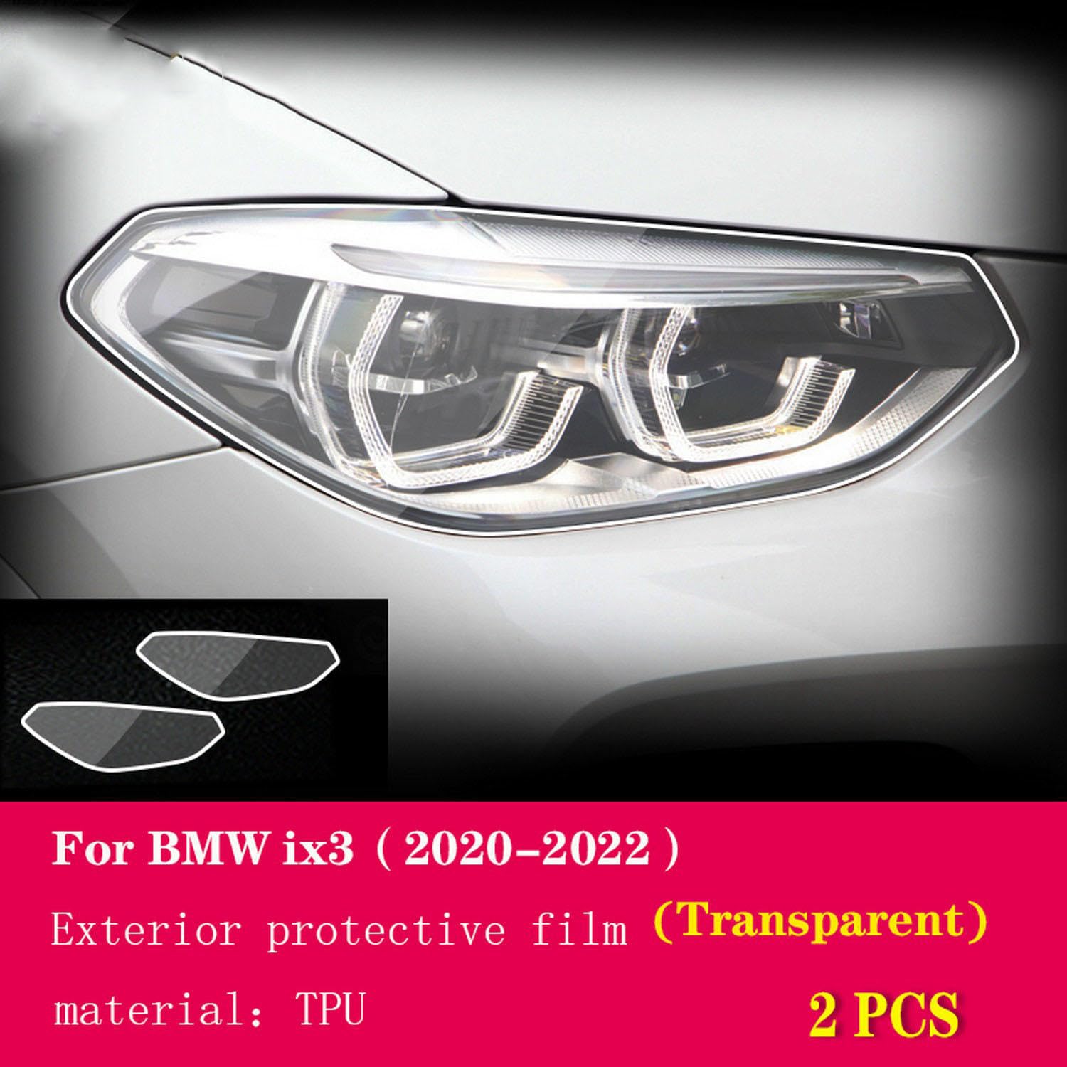 Reflektory samochodowe Przezroczysta/przydymiona folia ochronna TPU Odporna na zarysowania Kamień przeciwpiaskowy PPF, do BMW ix3 2020-2024