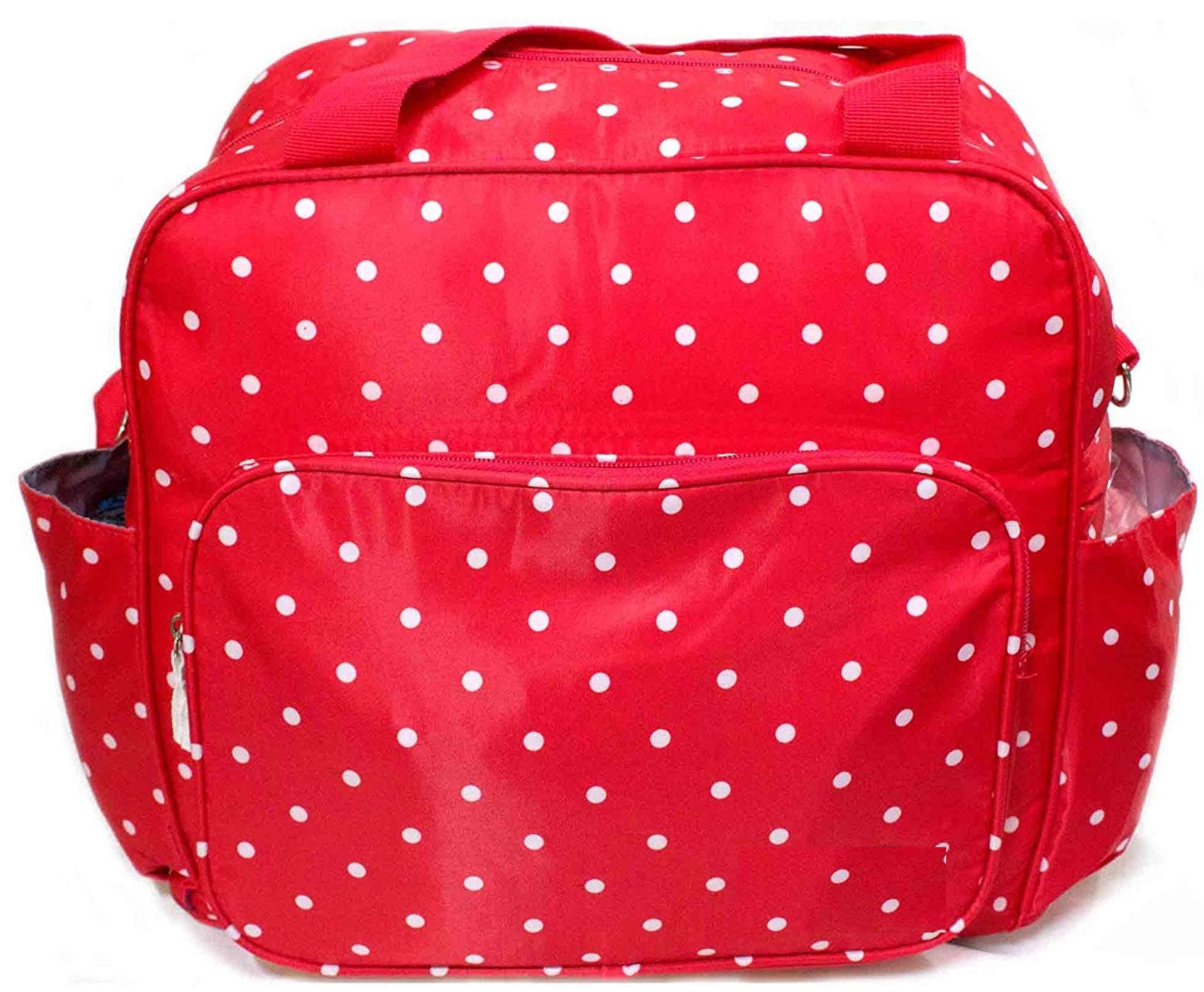 Diaper Bag/Mother Backpack for Travel with Diaper Changing Mat (Dotted Red)-image-16