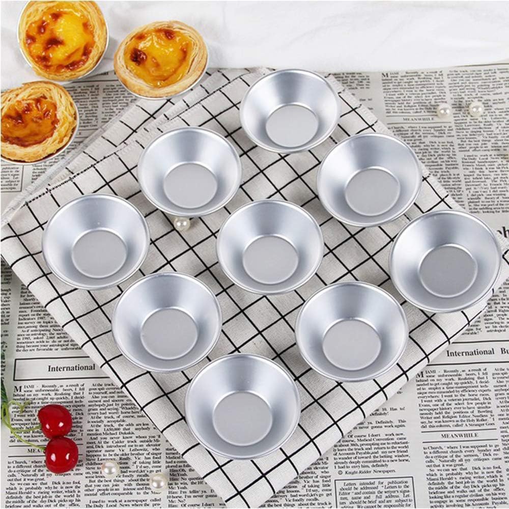 25Pack Egg Tart Molds Tiny Pie Tartlets Dessert Mold Pans Tin Puto Cup Bakeware Cake Cookie Mold, Round Resuable Nonstick (Aluminum)