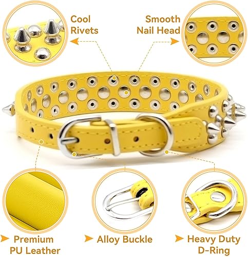 Vista 33 de Collar de perro y gato con pinchos pequeños y medianos para perros pequeños y medianos, collares ajustables con tachuelas para cachorros, collar