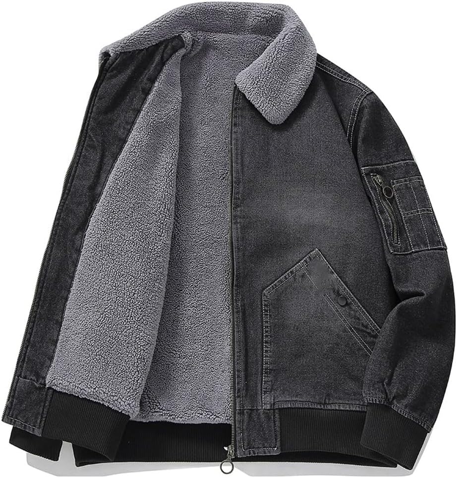 Velvet Denim Cotton Jacket men's Winter Loose fit Oversized Lamb Cashmere Jacket with Added Thickness