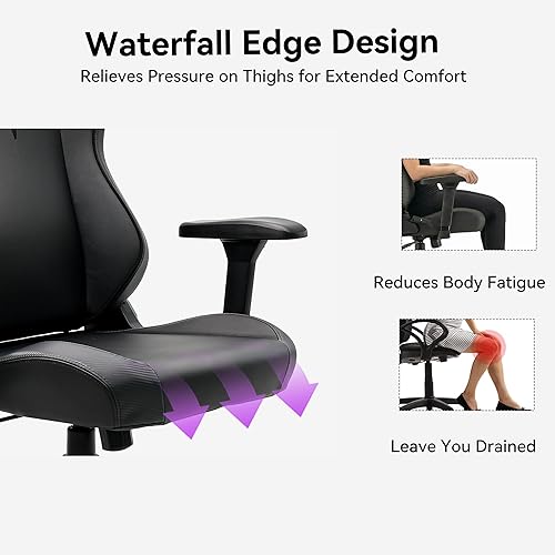 Miniatura 6 de Silla para videojuegos, silla ergonómica de computadora con respaldo alto y soporte lumbar, silla de videojuegos, reposabrazos ajustables 4D,