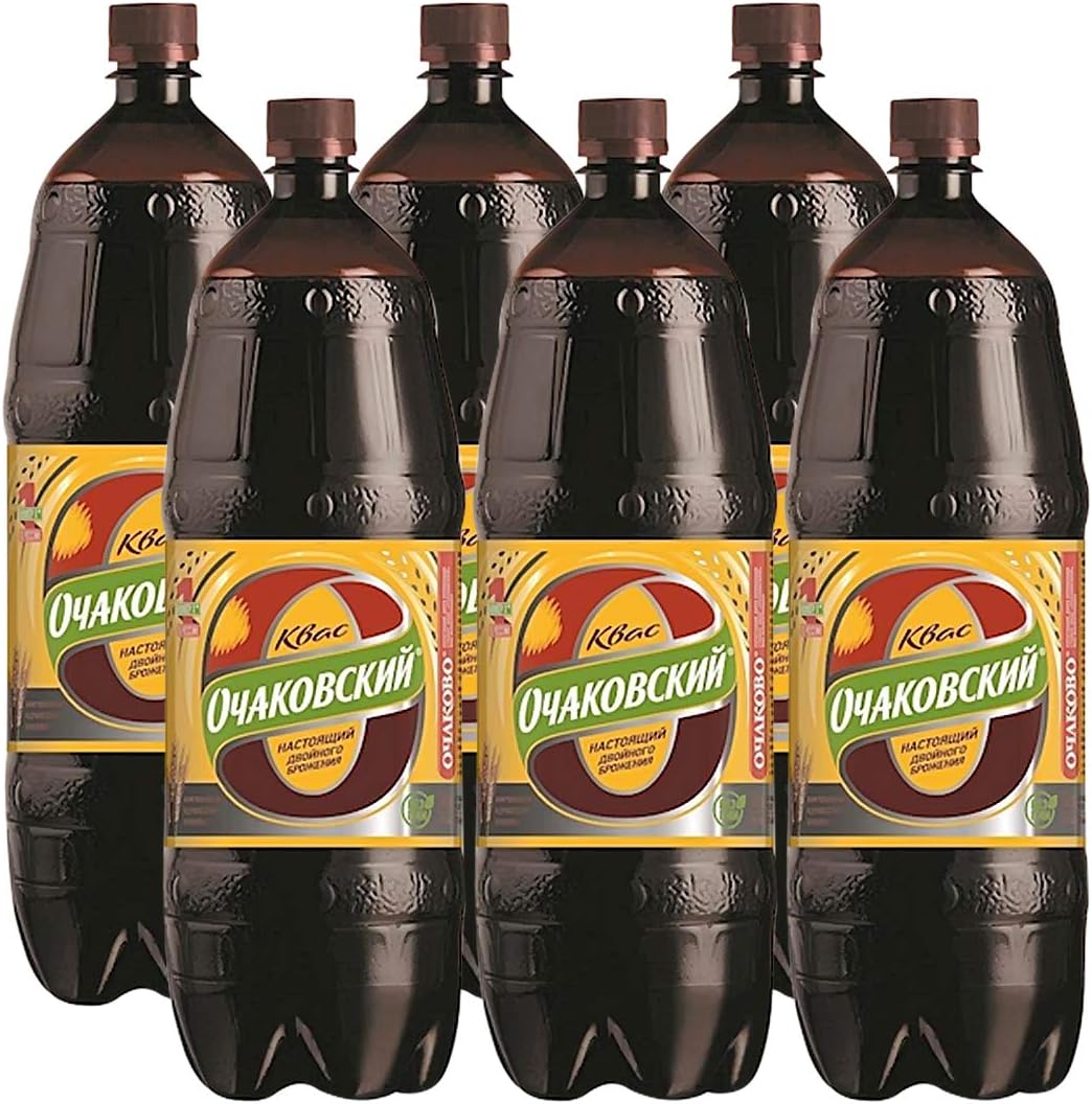 Classic Russian Ochakovskiy Food Drinks Kvass Soda Imported Fermented Probiotic Drink - Made With Rye Bread (6 Pack)
