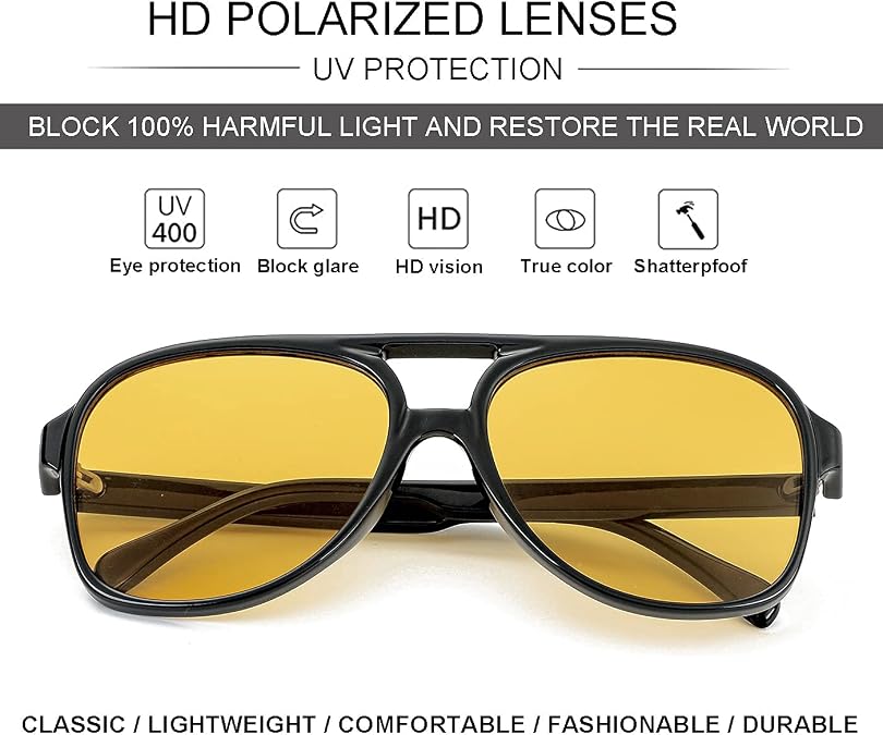 Polarized Classic Vintage Aviator Sunglasses for Men Women Large Frame Retro 70s Sunglasses
