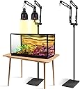 DXOPHIEX Dual Reptile Lamp Stand Reptile Light Stand with Two Flexible Brackets, Height Adjustable (15.7 inch to 74.3 inch) for Hanging Heat Lamp Holder and Light Fixture