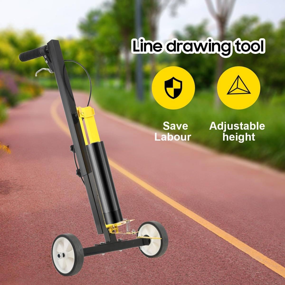 Applicatore di vernice spray per traccialinee, attrezzatura per traccialinee per scuole, superfici sportive, segnaletica industriale, segnaletica di sicurezza, traccia linee rette/curve/cerchi