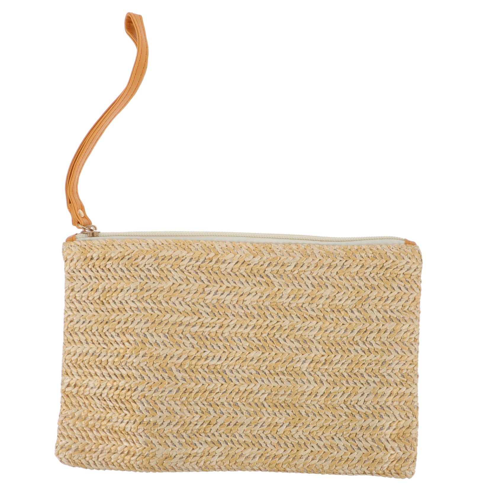 Ipetboom Straw Zipper Clutch Bag Mobile Phone Purse Straw Wristlet Zipper Pouch Stylish for Women Suitable for Wedding Office