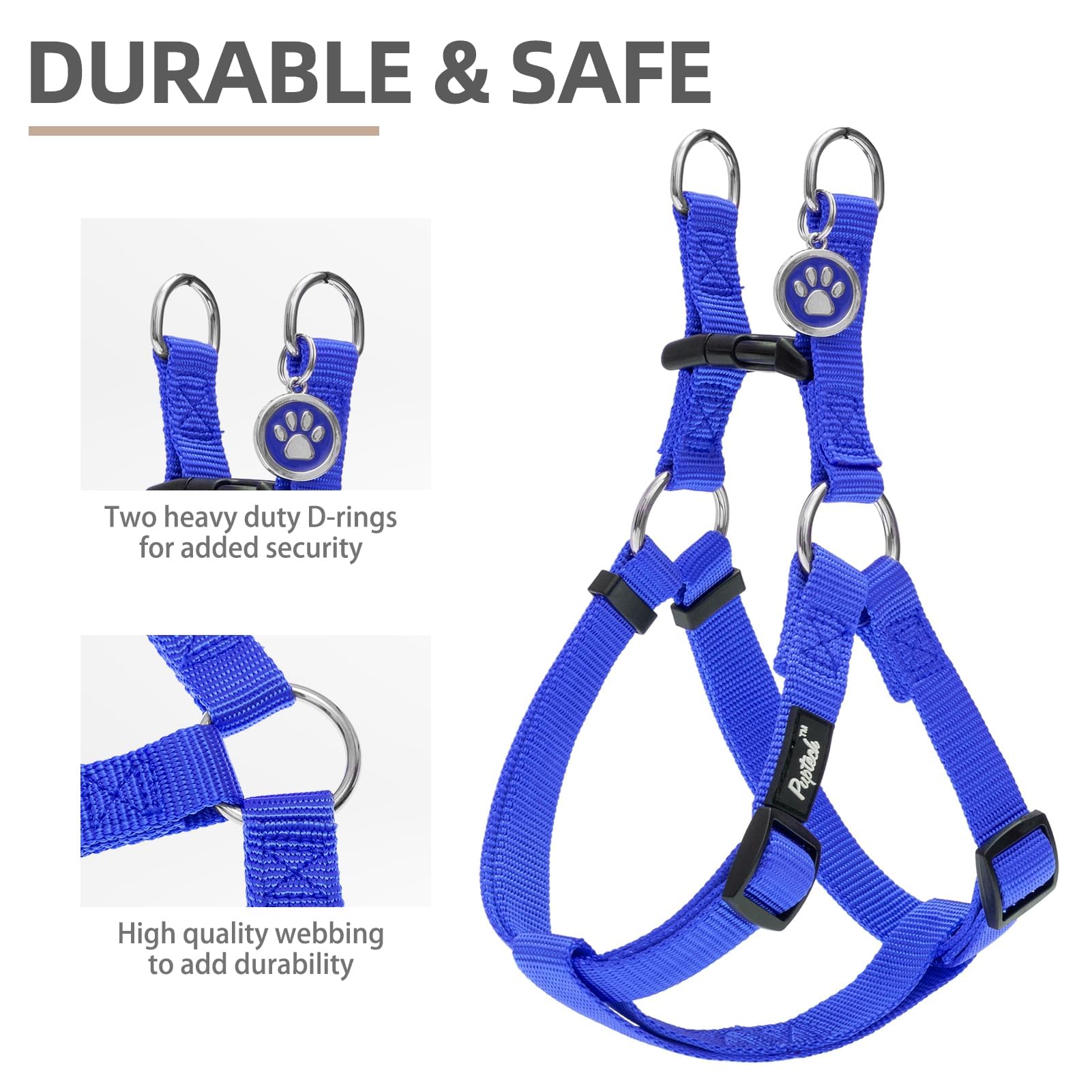PUPTECK Step-in Dog Harness Medium Dog, Anti Pull Adjustable Dog Halter Easy Control for Walking, Deep Blue - Image 3
