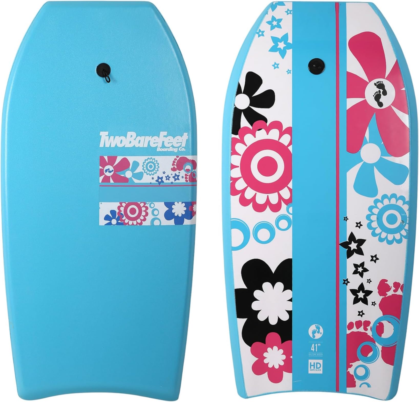 Two Bare Feet Bodyboard with Leash — 33", 37", 41", 42", 44" Adult Boogie Board | IXPE Foam Deck, EVA Core & Slick Bottom | Lightweight, Durable, High-Performance Wave Rider for Beach & Surf