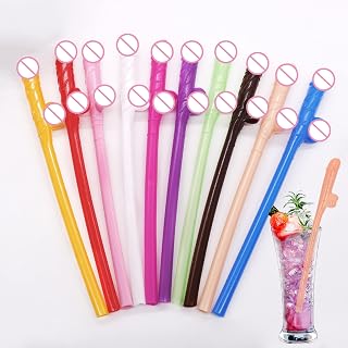 Mokkker 10Pcs Hen Party Drink Straws, Bachelorette Party Straws Naughty Girl Straws Disposable Straws Food-Grade Plastic Non-Toxic for Rave Party Supplies Girls Night (Multicolour)