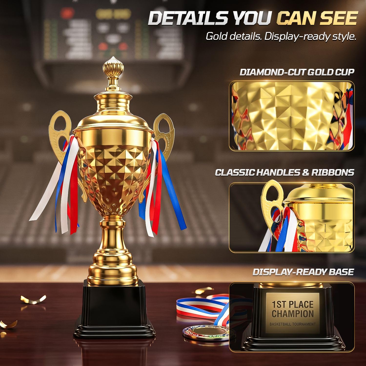 Flexzion Grande Coupe 0,94 m Trophée doré pour récompenses Sports Compétitions Tournois